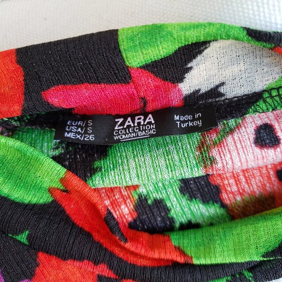 Zara colorful floral long balloon sleeve loose fitting top - Picture 5 of 5